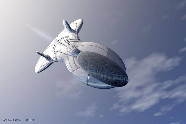 Digital Art Poster featuring the digital art Unmanned Spaceship by Michael Wimer