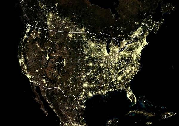 21st Century Poster featuring the photograph Usa At Night by Planetobserver