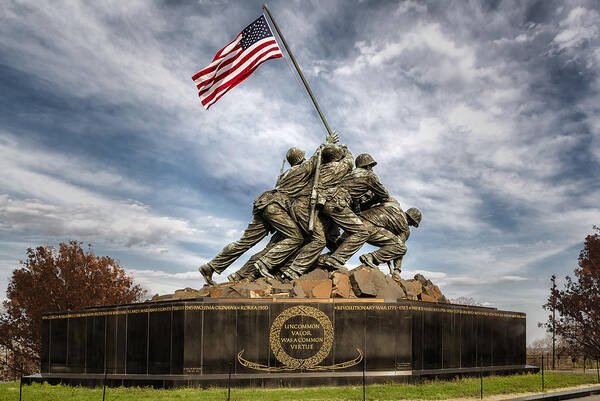 Iwo Jima Poster featuring the photograph USMC Iwo Jima Memorial by Susan Candelario
