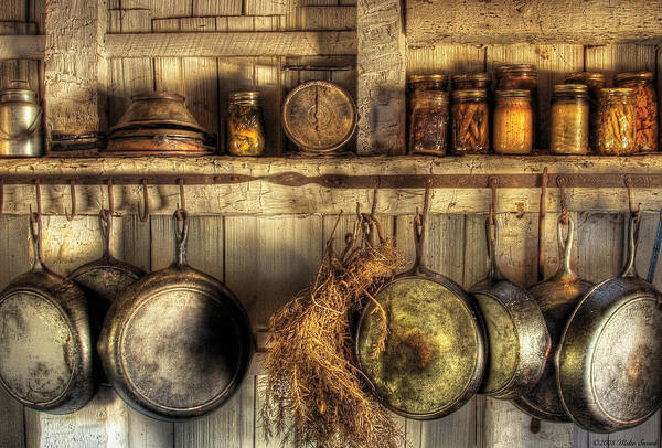 Kitchen Poster featuring the photograph Utensils - Old country kitchen by Mike Savad