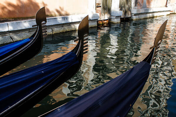 3 Gondolas Poster featuring the photograph Venetian Gondolas by Georgia Mizuleva