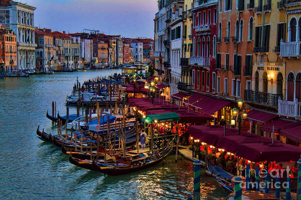 Gondola Poster featuring the photograph Venetian Grand Canal at Dusk by David Smith