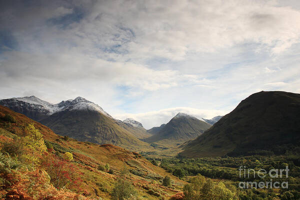 Blue Poster featuring the photograph View of the Glencoe Mountains by Deborah Benbrook