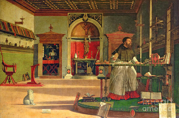 Renaissance Interior Poster featuring the painting Vision of Saint Augustine by Vittore Carpaccio