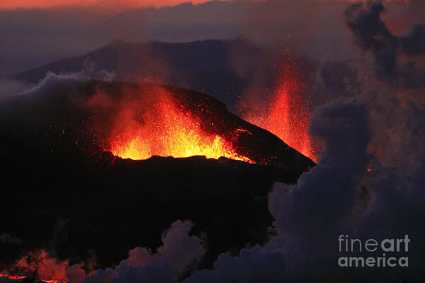 Sunset Poster featuring the photograph Volcanic Eruptions by Gunnar Orn Arnason