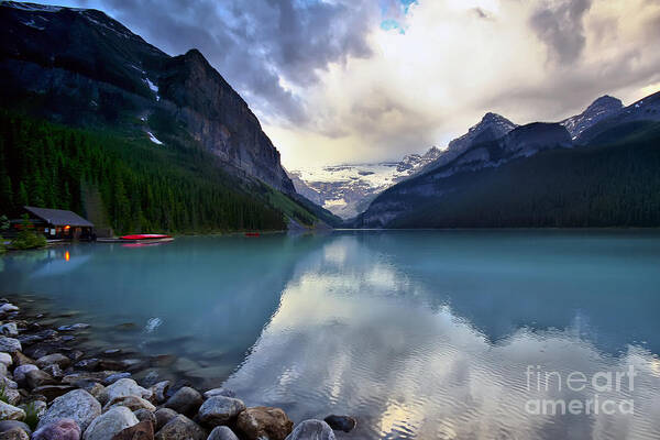 Lake Louise Poster featuring the photograph Waiting for Sunrise at Lake Louise by Teresa Zieba