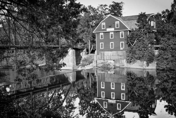 Bridge Poster featuring the photograph War Eagle Mill and Bridge Black and White by Gregory Ballos
