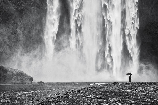 Skogafoss Poster featuring the photograph Watcher at the Falls - Iceland Waterfall Photograph by Duane Miller