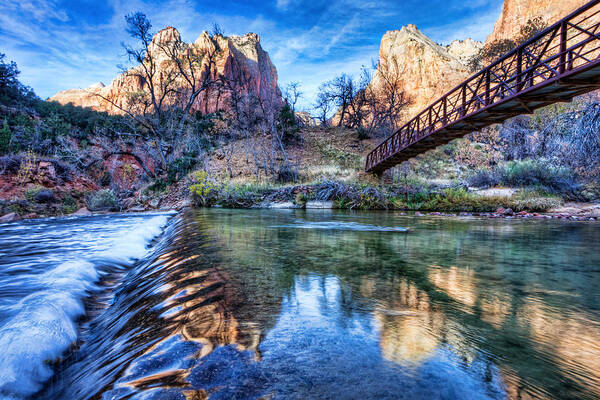 Zion Natioanl Park Poster featuring the photograph Water Under The Bridge by Beth Sargent
