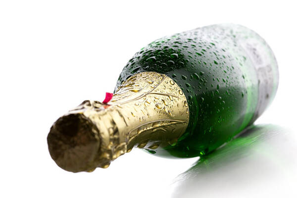 Champagne Poster featuring the photograph Wet Champagne bottle by Johan Swanepoel