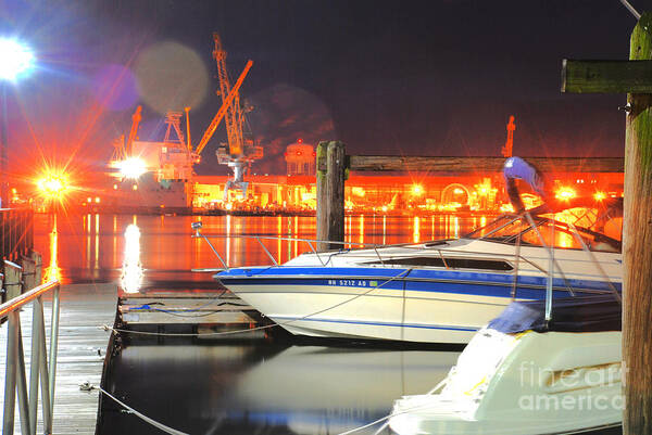 Piscataqua Navy Base Jetty Dock Moored Boats Ships Night River Hdr Portsmouth New Hampshire Poster featuring the photograph What are you looking at by Richard Gibb