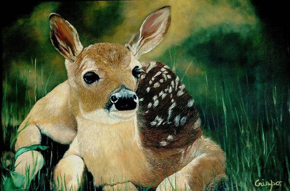 Deer Poster featuring the painting What's Up by Jean Yves Crispo