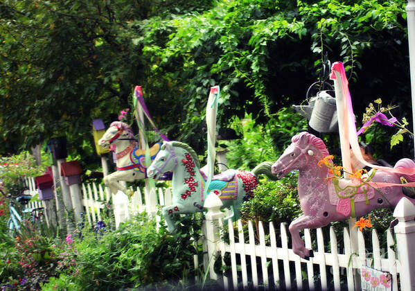 Carousel Horse Poster featuring the photograph Whimsical Carousel Horse Fence by Beth Ferris Sale