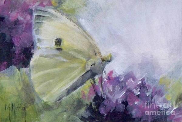 Butterfly Poster featuring the painting White Butterfly 2 by Mary Hubley