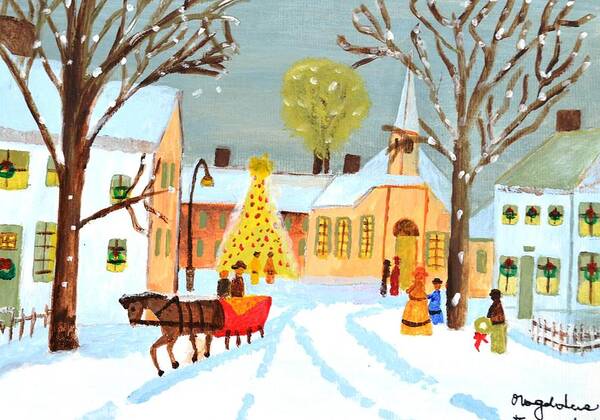 Christmas Card Poster featuring the painting White Christmas by Magdalena Frohnsdorff