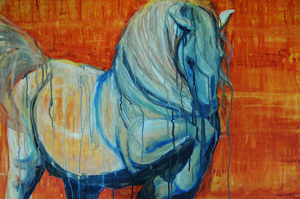 Horses Poster featuring the painting White Stallion by Jani Freimann
