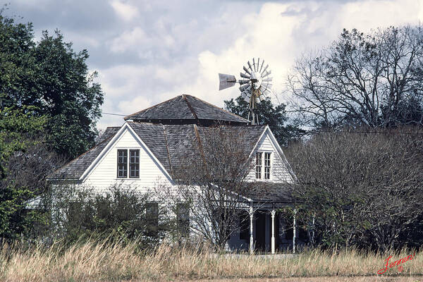 Farmhouse Poster featuring the photograph White Texas Farmhouse by Charles Fennen