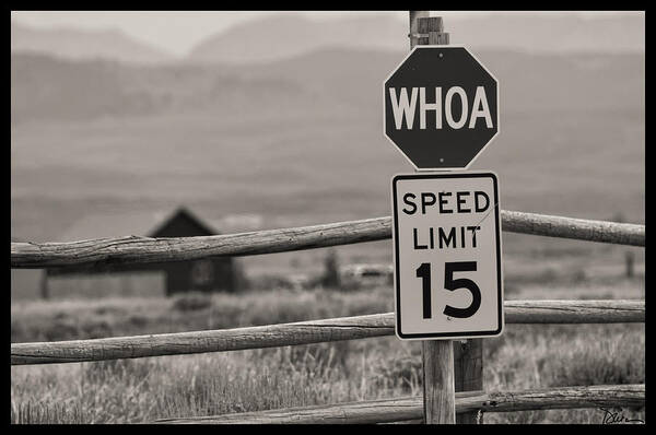 Whoa Poster featuring the photograph Whoa Sign in Wyoming by Peggy Dietz