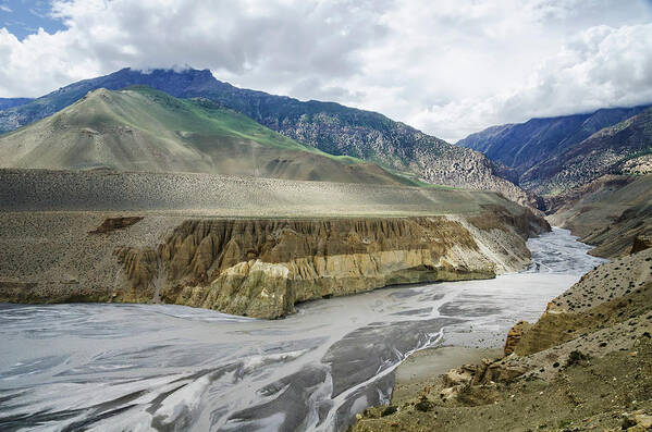 Himalayas Poster featuring the photograph Wide Angle View Of Kali Gandaki Riverbed by Sergey Orlov / Design Pics