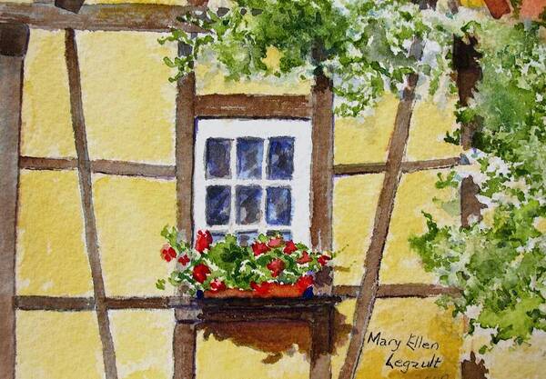 Window Poster featuring the painting Window Alsace by Mary Ellen Mueller Legault