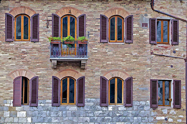 Architecture Poster featuring the photograph Windows of a Tuscan Office Building by David Letts