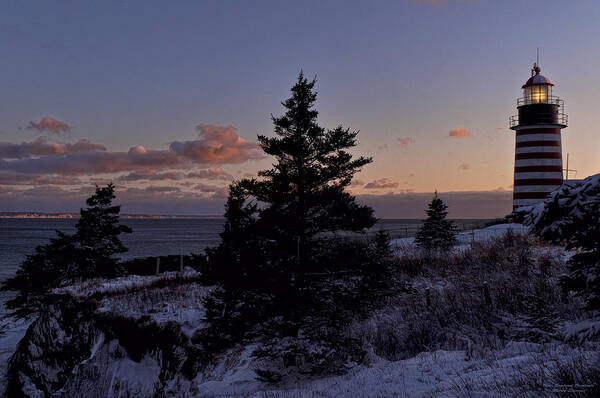 West Quoddy Head Lighthouse Poster featuring the photograph Winter Sentinel Lighthouse by Marty Saccone