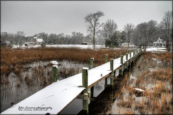 Dock Poster featuring the photograph Winter Walkway by John Loreaux