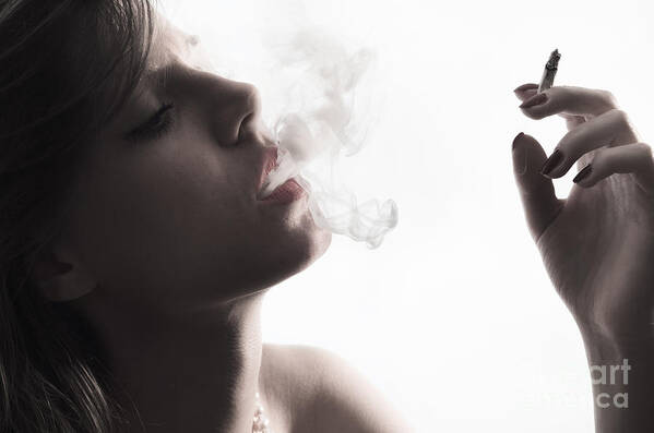 Smoking Poster featuring the photograph Woman with Cigarette by Jelena Jovanovic