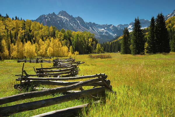 Photography Poster featuring the photograph Wooden Fence In A Forest, Maroon Bells by Panoramic Images