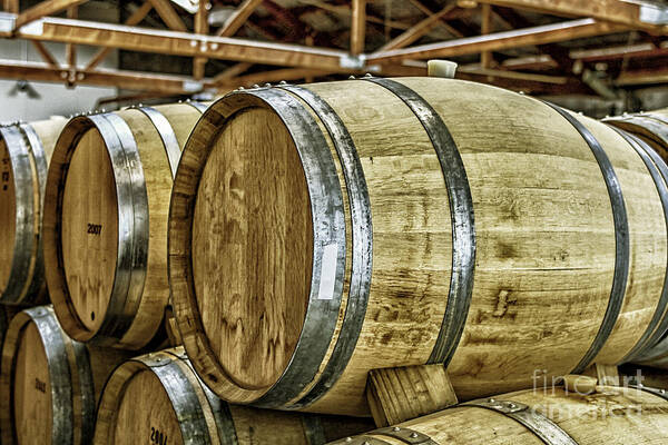 Alcohol Poster featuring the photograph Wooden wine barrels by Patricia Hofmeester
