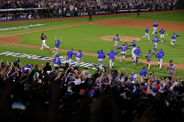 American League Baseball Poster featuring the photograph World Series - Chicago Cubs V Cleveland by Jamie Squire