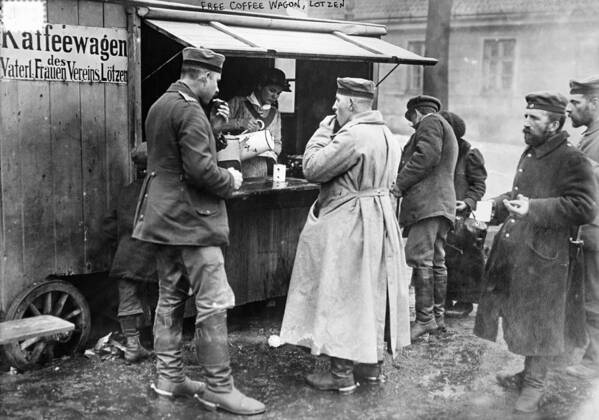 1915 Poster featuring the photograph World War I Coffee Wagon - To License For Professional Use Visit Granger.com by Granger