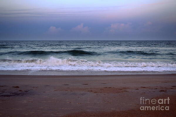 Beach Poster featuring the photograph Wrightsville Sunset Waves by Amy Lucid