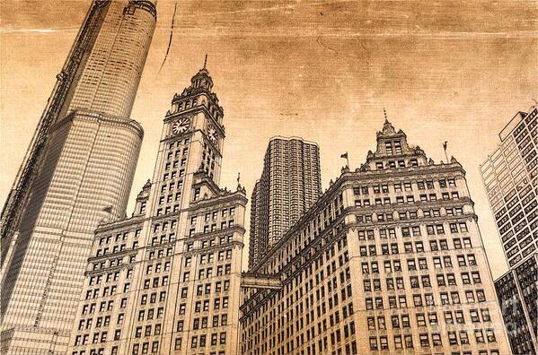 Wrigley Tower Poster featuring the photograph Wrigley Tower Chicago by Dejan Jovanovic