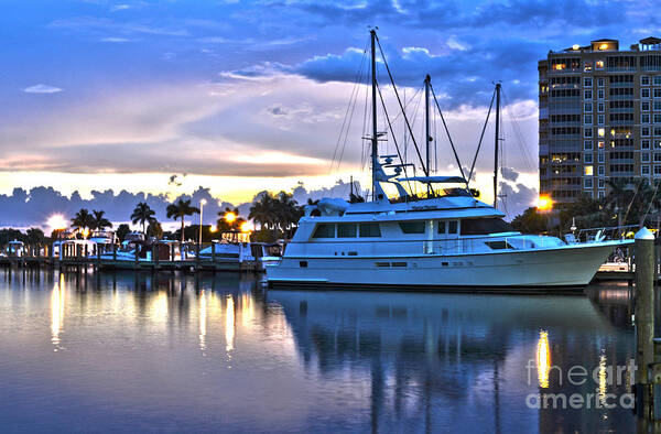 Cape Coral Poster featuring the photograph Yacht at Marina in Cape Coral by Timothy Lowry