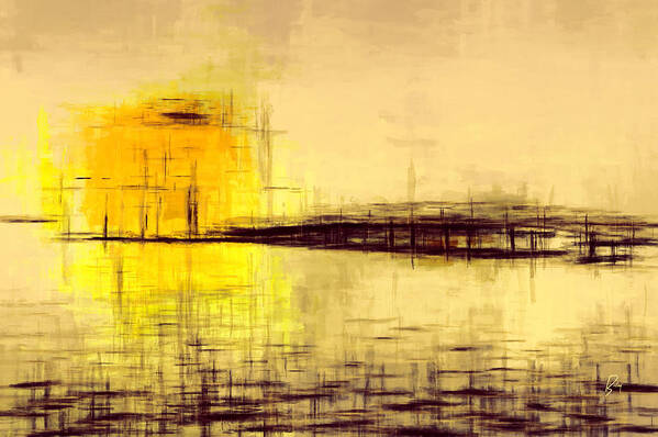 Landscape Poster featuring the painting Yellow Sun 45 by Lonnie Christopher