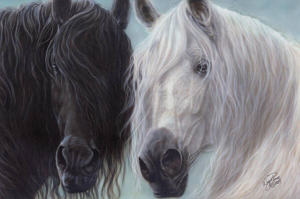 North Dakota Artist Poster featuring the painting Yin-Yang Horses by Wayne Pruse