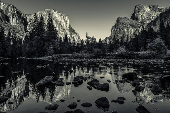 Ansel Adams Poster featuring the photograph Yosemite National Park Valley View Reflection by Scott McGuire