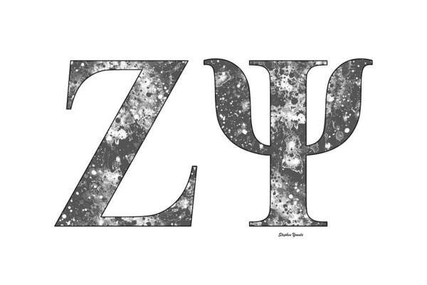 Zeta Psi Poster featuring the digital art Zeta Psi - White by Stephen Younts