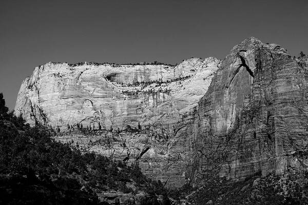 Zion Cliff And Arch B & W Poster featuring the photograph Zion Cliff and Arch B W by Jemmy Archer