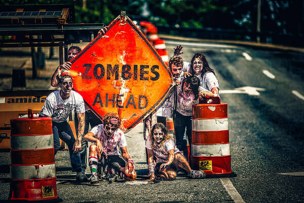 Zombie Poster featuring the photograph Zombies Ahead by Joshua Minso