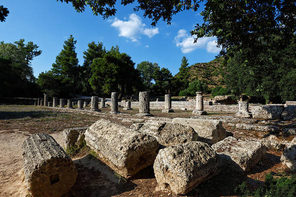 Ancient Poster featuring the photograph Gymnasion - Ancient Olympia #1 by Constantinos Iliopoulos