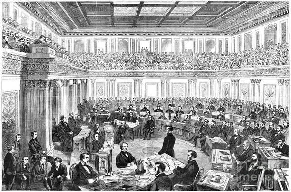 1868 Poster featuring the photograph Johnson Impeachment, 1868 #1 by Granger