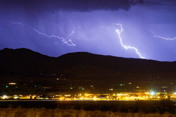 decorative Canvas Prints Poster featuring the photograph Lightning Striking Over IBM Boulder CO 2 #1 by James BO Insogna