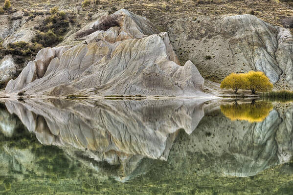 Hhh Poster featuring the photograph Reflection On Blue Lake, St Bathans #1 by Colin Monteath