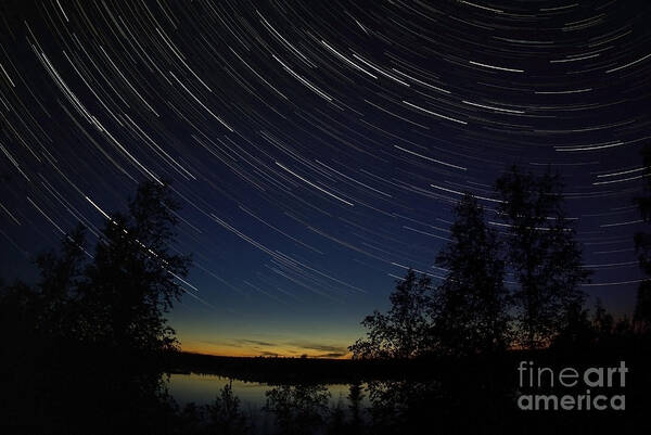 Dusk Poster featuring the photograph Star Trails At Dusk #1 by Yuichi Takasaka