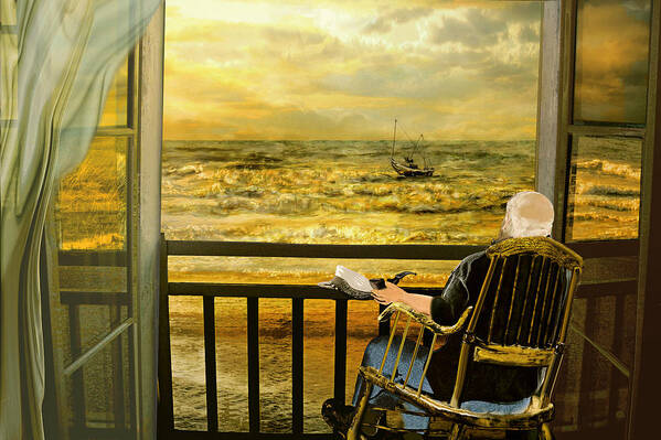 Ocean Poster featuring the painting The old man and the sea #1 by Anne Weirich