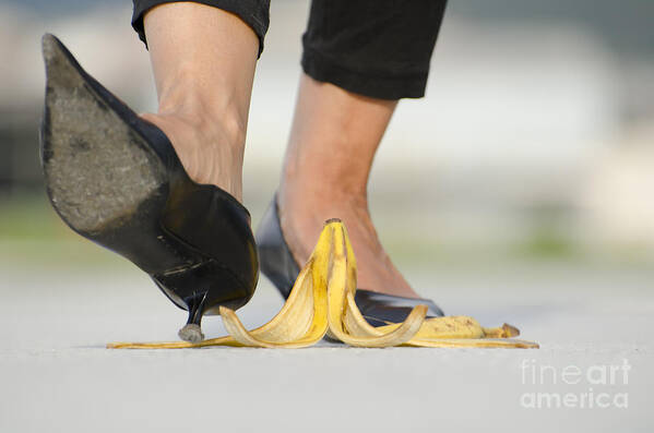 Banana Peel Poster featuring the photograph Walking on banana peel #1 by Mats Silvan
