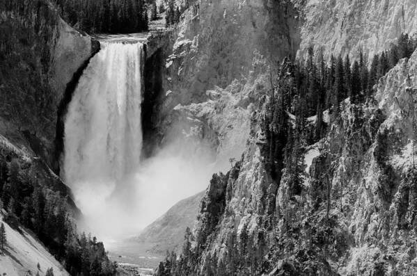Yellowstone Poster featuring the photograph Yellowstone Waterfalls in Black and White #1 by Sebastian Musial