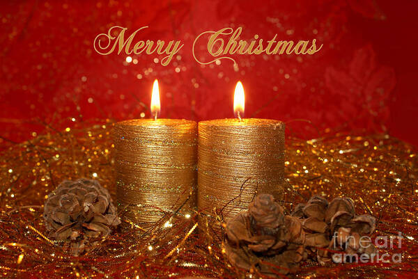 Christmas Cards Poster featuring the photograph 2 Candles Christmas Card by Aimelle Ml